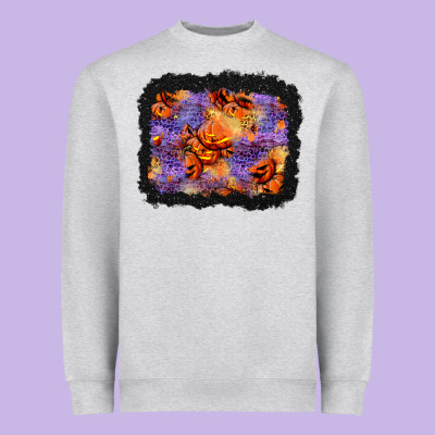Halloween Pumpkin And Leopard Background Heavyweight Sweatshirt Designed By Bundleandbundleshop