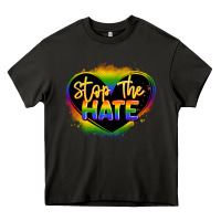 Asphalt stop the hate pride lgbtq heart Heavy Core Tee - LillyAllenDesigns