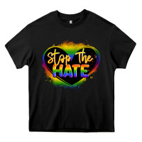 Black stop the hate pride lgbtq heart Heavy Core Tee - LillyAllenDesigns