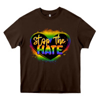 Chocolate Brown stop the hate pride lgbtq heart Heavy Core Tee - LillyAllenDesigns