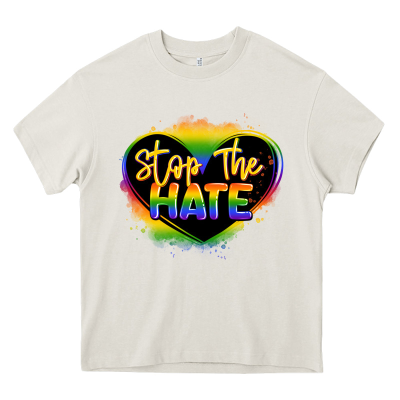 Stop The Hate Pride Lgbtq Heart Heavy Core Tee by LillyAllenDesigns | Teevron