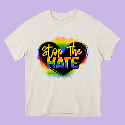 Stop The Hate Pride Lgbtq Heart Heavy Core Tee Designed By Lillyallendesigns