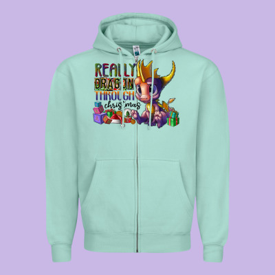 Real Dragon Through Christmas Zipper Hoodie Designed By Cowhidedigitalart
