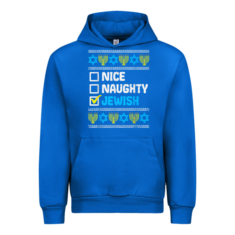 Nice Naughty Jewish Ugly Hanukkah Sweater Chanukah Jew Gift Premium T Urban Hoodie by minhPixels | Teevron
