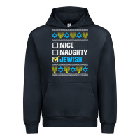 Navy nice naughty jewish ugly hanukkah sweater chanukah jew gift premium t Urban Hoodie - minhPixels