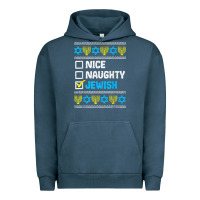 Pigment Midnight Navy nice naughty jewish ugly hanukkah sweater chanukah jew gift premium t Urban Hoodie - minhPixels