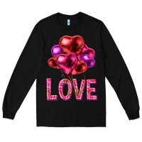 Black Love heart balloons Valentine's Day Long Sleeve Tee - HowdyJamesFarm