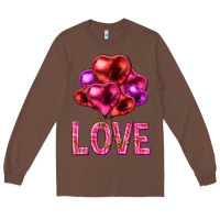 Chestnut Love heart balloons Valentine's Day Long Sleeve Tee - HowdyJamesFarm