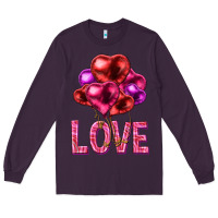 Plum Love heart balloons Valentine's Day Long Sleeve Tee - HowdyJamesFarm