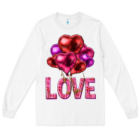 White Love heart balloons Valentine's Day Long Sleeve Tee - HowdyJamesFarm