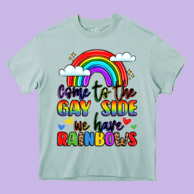 Come To The Gay Side We Have Rainbows Heavy Core Tee Designed By Lillyallendesigns