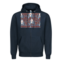 Navy Bull Skull Pattern Zipper Hoodie - CowhideDigitalArt