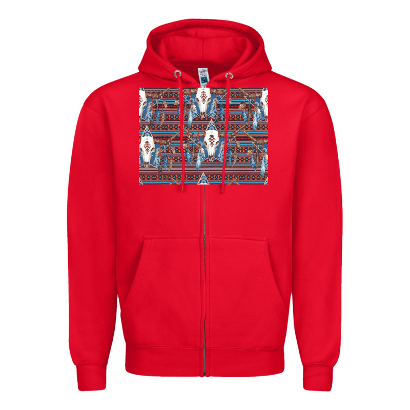 Bull Skull Pattern Zipper Hoodie by CowhideDigitalArt | Teevron