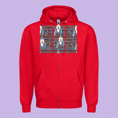 Bull Skull Pattern Zipper Hoodie Designed By Cowhidedigitalart