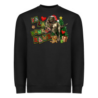 Black Fa La La Trex Christmas Heavyweight Sweatshirt - FaDigitalArtStudio