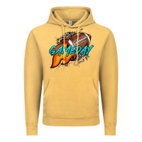 Vintage Mustard Game day leopard fire and ball Vintage Hoodie - HowdyJamesFarm