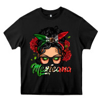 Black mexicana woman messy bun Heavy Core Tee - LillyAllenDesigns
