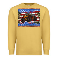Antique Gold monster truck american flag tumbler Premium Sweatshirt - Artiststas