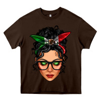 Chocolate Brown mexican latina girl messy bun Heavy Core Tee - LillyAllenDesigns