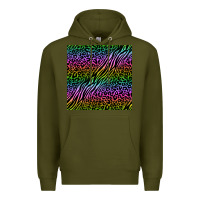 Army Green neon glitter safari seamless pattern Premium Hoodie - BundleAndBundleShop