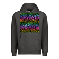 Charcoal Heather neon glitter safari seamless pattern Premium Hoodie - BundleAndBundleShop