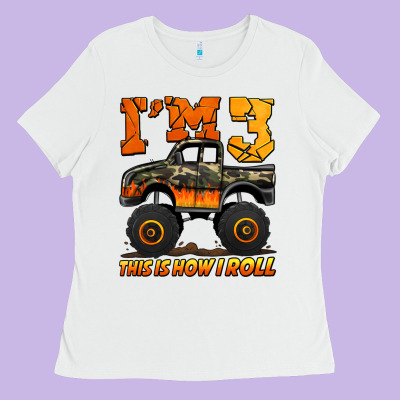 I'm Three This Is How I Roll Monster Truck Birthday Ladies Tee Designed By Jasminsmagicworld