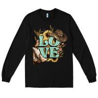 Black Love boots hat western Cowboy Long Sleeve Tee - HowdyJamesFarm