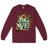Burgundy Love boots hat western Cowboy Long Sleeve Tee - HowdyJamesFarm