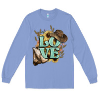 Colony Blue Love boots hat western Cowboy Long Sleeve Tee - HowdyJamesFarm
