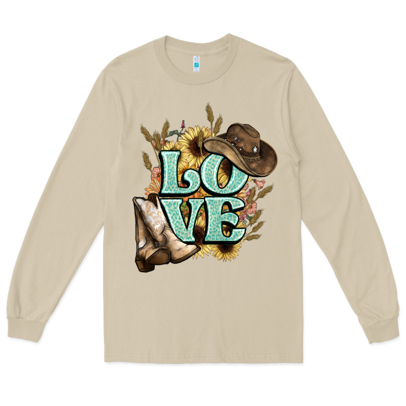 Love Boots Hat Western Cowboy Long Sleeve Tee by HowdyJamesFarm | Teevron