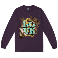 Plum Love boots hat western Cowboy Long Sleeve Tee - HowdyJamesFarm