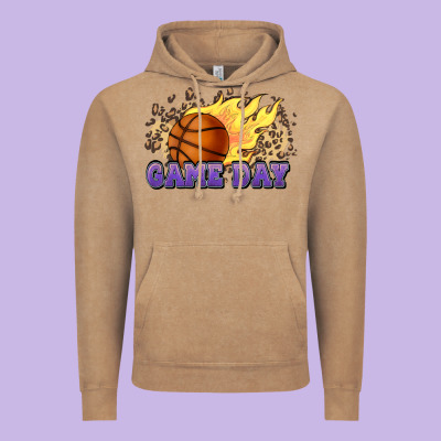 Game Day Basketball Leopard Flames Fireball Vintage Hoodie Designed By Howdyjamesfarm