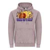 Vintage Zinc game day basketball leopard flames fireball Vintage Hoodie - HowdyJamesFarm