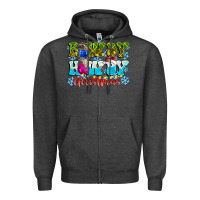 Charcoal Heather Rowdy Howdy Christmas Zipper Hoodie - CowhideDigitalArt