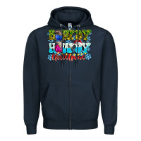 Navy Rowdy Howdy Christmas Zipper Hoodie - CowhideDigitalArt