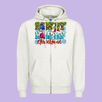 Rowdy Howdy Christmas Zipper Hoodie Designed By Cowhidedigitalart
