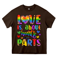 Chocolate Brown love is about hearts not parts Heavy Core Tee - LillyAllenDesigns