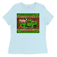 Baby Blue st Patricks farm animals truck Ladies Tee - Jasminsmagicworld