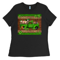 Black st Patricks farm animals truck Ladies Tee - Jasminsmagicworld