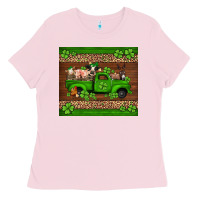 Bubblegum Pink st Patricks farm animals truck Ladies Tee - Jasminsmagicworld