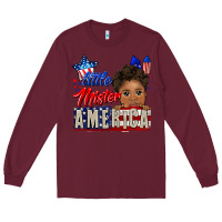 Burgundy little mister america black boy Long Sleeve Tee - CowGirlArtShop