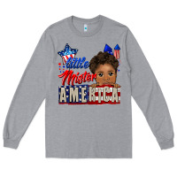 Heather Grey little mister america black boy Long Sleeve Tee - CowGirlArtShop