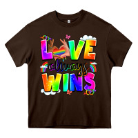 Chocolate Brown love always wins Heavy Core Tee - LillyAllenDesigns