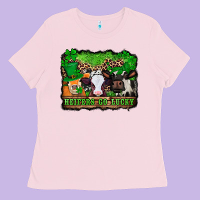 St Patricks Cows Heifers Go Lucky Ladies Tee Designed By Jasminsmagicworld
