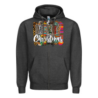 Charcoal Heather Western Merry Christmas Zipper Hoodie - CowhideDigitalArt