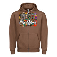 Chestnut Western Merry Christmas Zipper Hoodie - CowhideDigitalArt