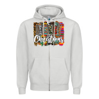 Dove Grey Western Merry Christmas Zipper Hoodie - CowhideDigitalArt