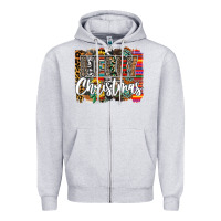 Heather Grey Western Merry Christmas Zipper Hoodie - CowhideDigitalArt
