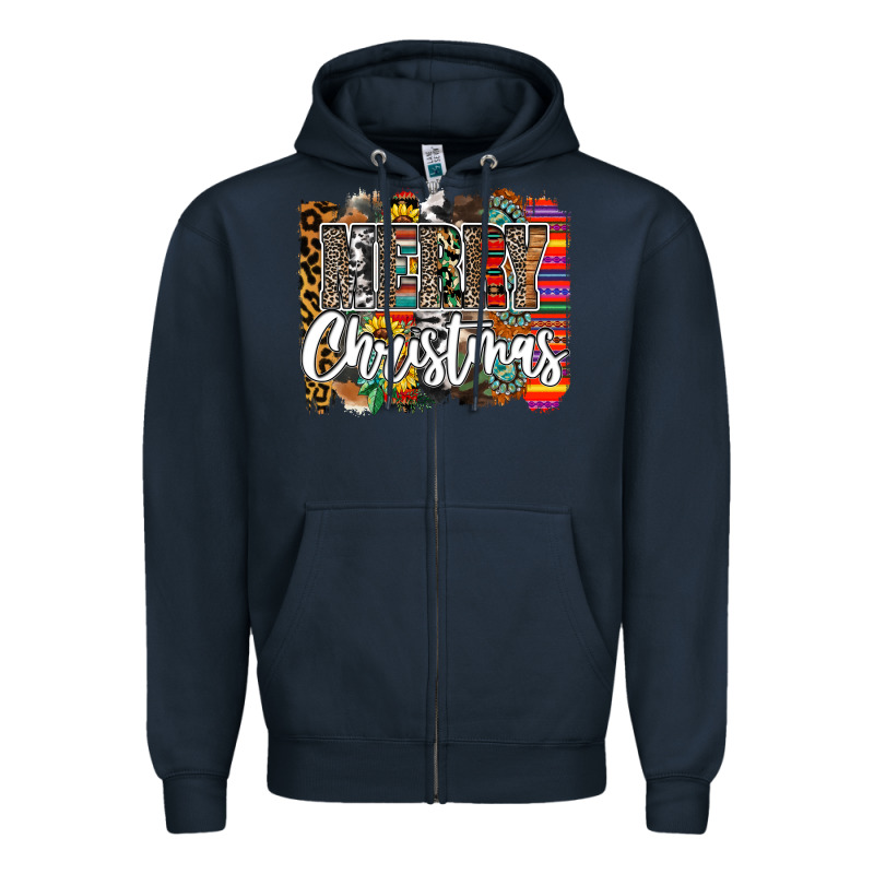Western Merry Christmas Zipper Hoodie by CowhideDigitalArt | Teevron