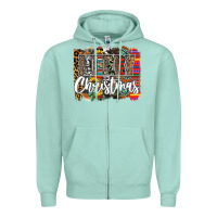 Seafoam Western Merry Christmas Zipper Hoodie - CowhideDigitalArt